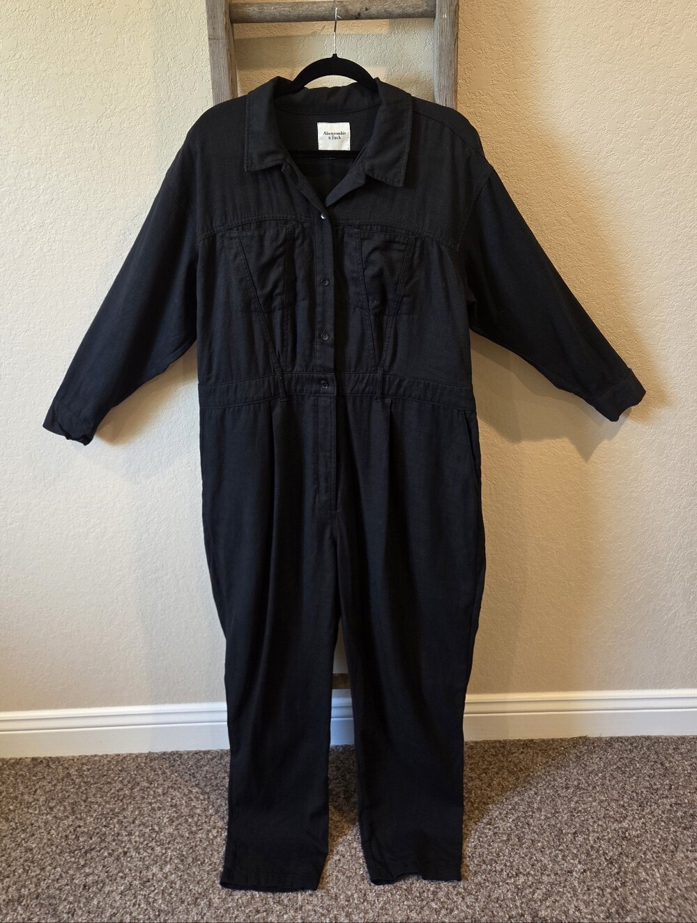 Abercombie & Fitch Women's Black Long Sleeve Jumpsuit - Size XL